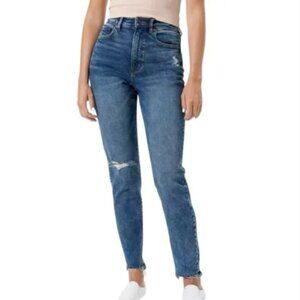 American Eagle highest waist mom jeans distressed size 16 SHORT raw hem